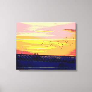 TOILE COUCHER DU SOLEIL AU-DESSUS DU PONT DE ROURKE