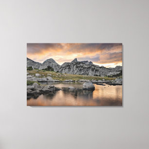 Toile Coucher du soleil au lac pyramid