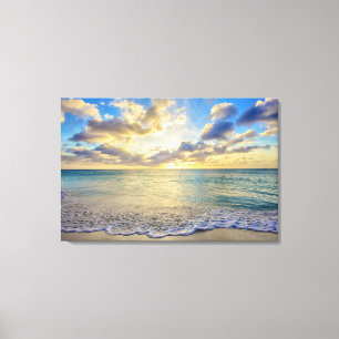 Toile Coucher du soleil d'Aruba au-dessus de mer mobile