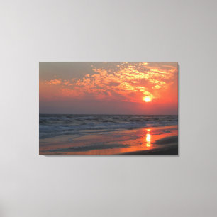 Toile Coucher du soleil d'océan - île de chêne, OR