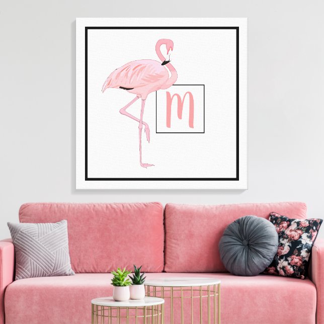 Toile Couleur d'aquarelle de Flamant rose rose sur mesur (Insitu(Salon))