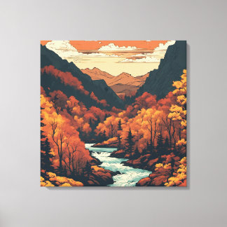 Toile Couleur d'automne sur l'art graphique du fleuve Co