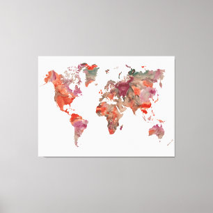 Toile Couleur de terre moderne Aquarelle Carte du monde