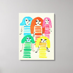 Toile Couleur d'eau colorée amusante pour poupée fille