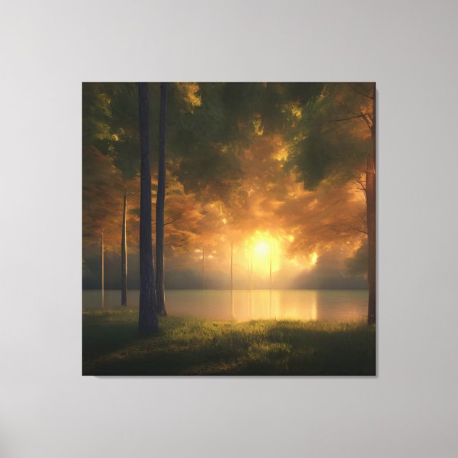Toile couleur Golden Hour Lake Forest Imprimer (Recto)