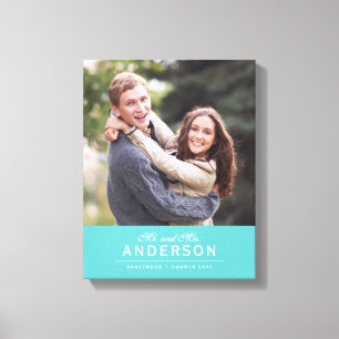 Toile COULEUR MODIFIABLE Cursif M & Mme Nom de famille P