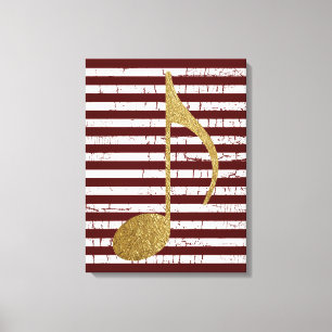 Toile couleur or Musical Note avec rayures