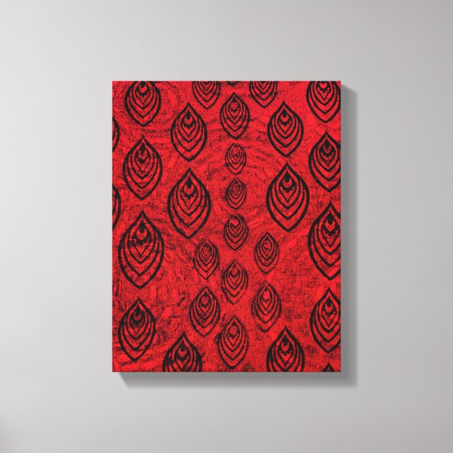 Toile Couleur rouge pluie / gouttes d'eau formes motif (Recto)