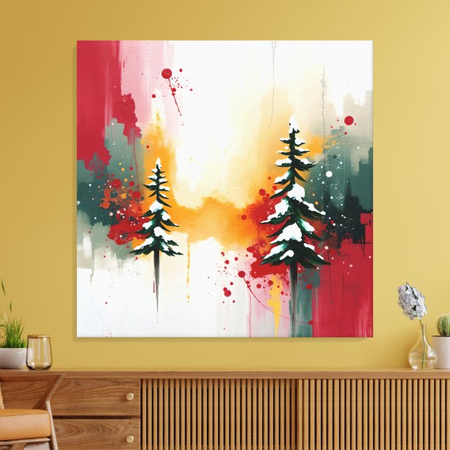 Toile Couleurs festives de Noël Fréquence Abstrait Hiver (Insitu(Salon))
