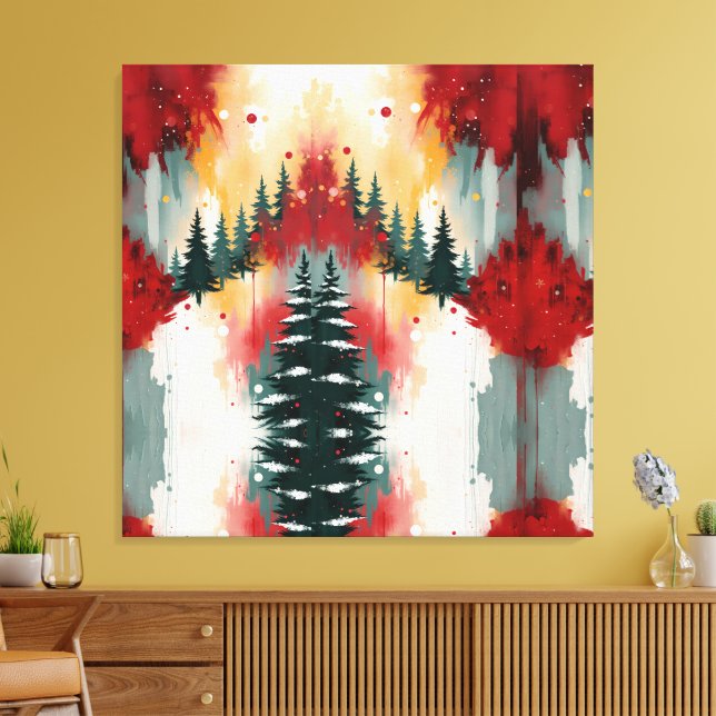 Toile Couleurs festives de Noël Fréquence Abstrait Hiver (Insitu(Salon))