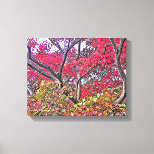 TOILE COULEURS NEON DE TOMBÉE/ARBRE AVEC FEUILLES COLORÉ