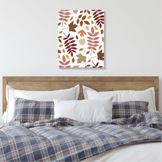 Toile Couleurs tombées du Motif Feuille tombées sur blan (Insitu(Chambre))