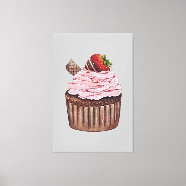 Toile Coupe De Fraise Cute À L'Aquarelle (Recto)
