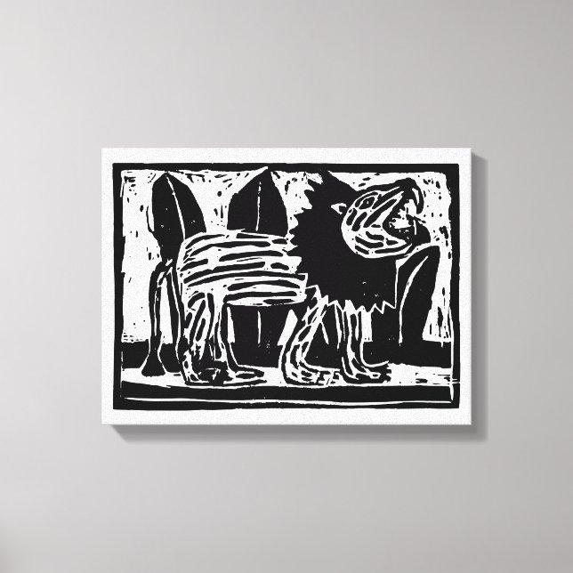 Toile Coupe Lino Lion noir et blanc (Recto)