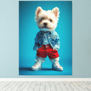 Toile Coupe Westie stylish en Denim et Basket