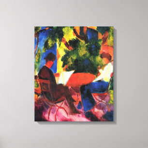 Toile Couple à la table du jardin par August Macke