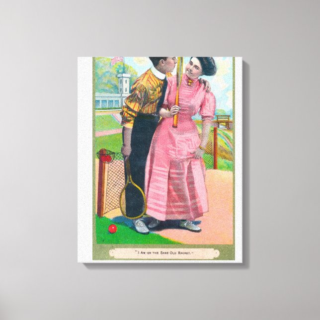 Toile Couple avec Tennis GearMême vieille raquette (Recto)