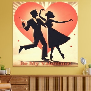 Toile Couple de danseurs de la Saint-Valentin Mid Centur