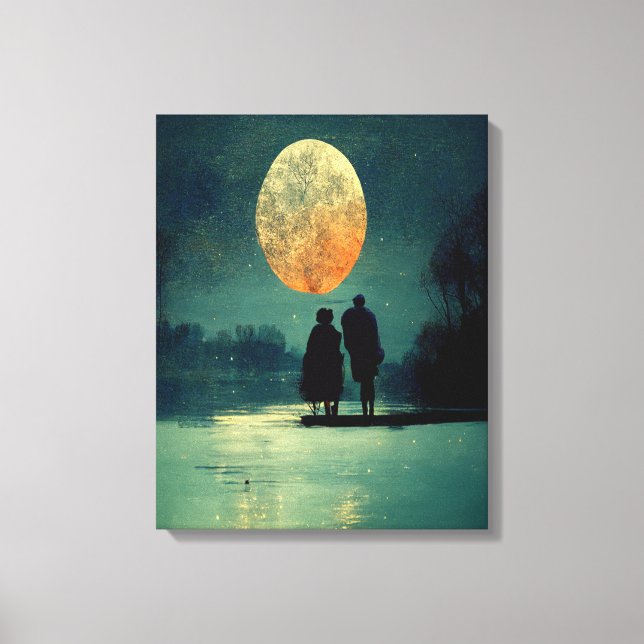 Toile Couple de nuit pluvieux dans la forêt (Recto)