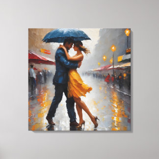 Toile Couple en art de pluie