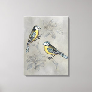Toile Couples argentés d'oiseau de la volière  