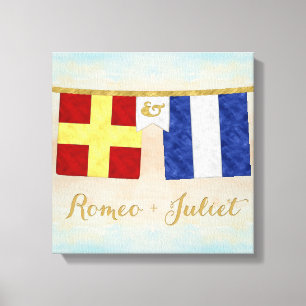 Toile Couples d'aquarelle Monogramme Signal maritime Dra