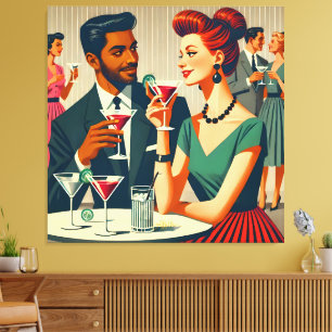 Toile Couples de fête cocktail de milieu de siècle - Pre