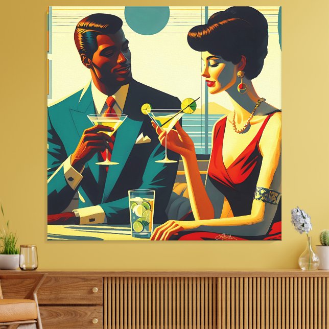 Toile Couples de Fête de Cocktail de Milieu de Siècle -  (Insitu(Salon))