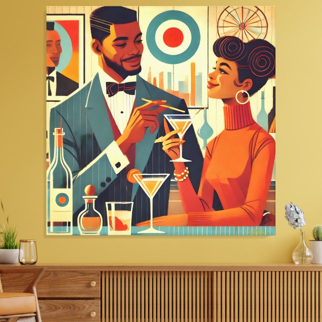 Toile Couples de Fête de Cocktail de Milieu de Siècle -  (Insitu(Salon))