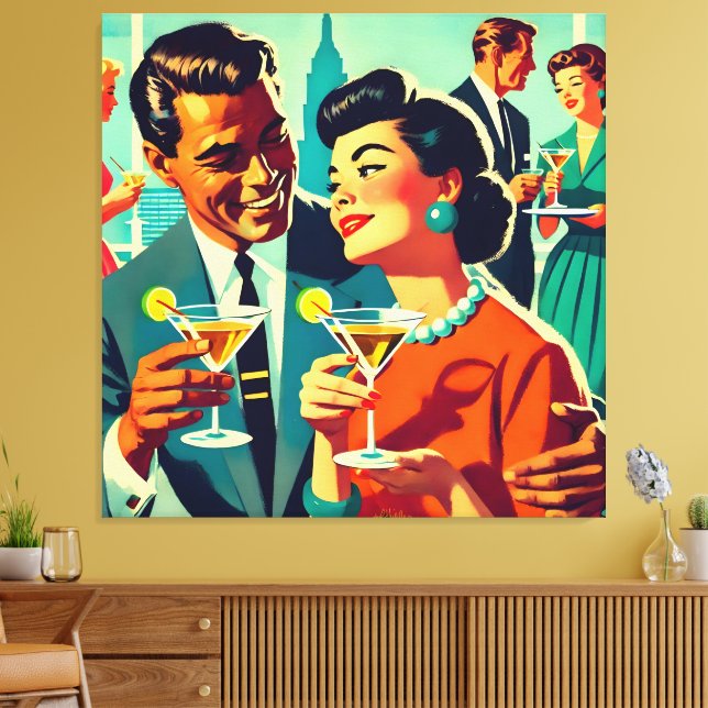 Toile Couples de fête de cocktail du milieu du siècle -  (Insitu(Salon))