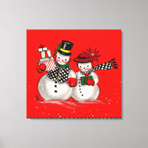 Toile Couples mignons de bonhomme de neige