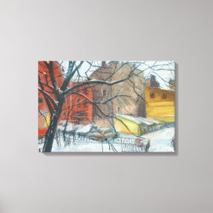 Toile Cour d'hiver Paysage Peinture Pastel Art