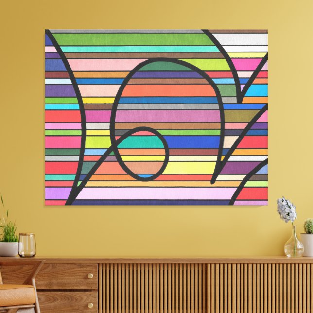 Toile Courbes noires Abstraites à flux multiple (Insitu(Salon))