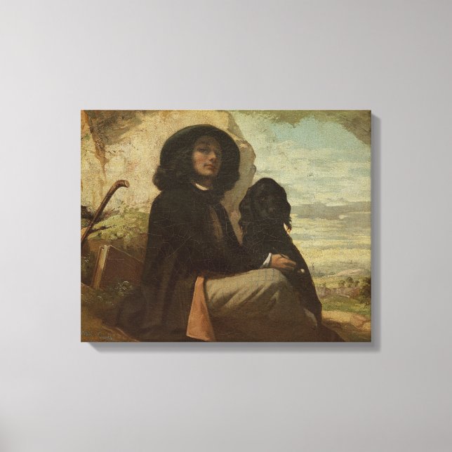 Toile Courbet avec son chien noir, 1842 (Recto)