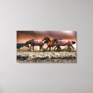 Toile Courir des chevaux dans le Surf