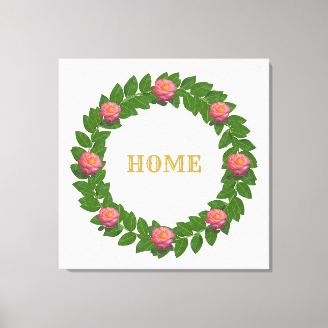 Toile Couronne de laurier et roses roses (Recto)