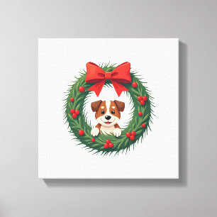Toile Couronne de Noël nez de chien mignon Noël maman ch