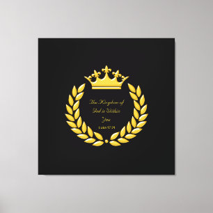 Toile Couronne d'or & Verset biblique du Royaume de Dieu