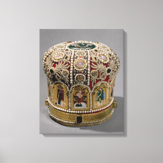 Toile Couronne mitre sertie de perles et précieux (Recto)