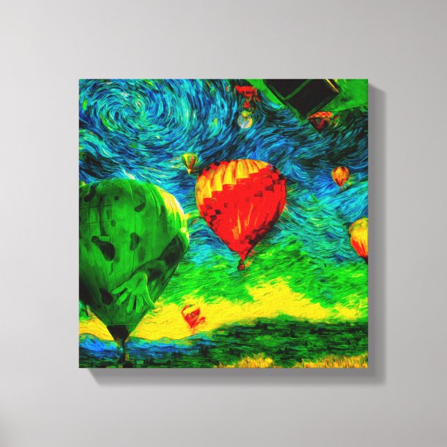 Toile Course de ballons dans le ciel spectaculaire (Recto)