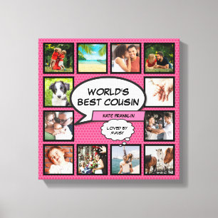 Toile Cousine Amusante Fille Rose Cool Collage Photo