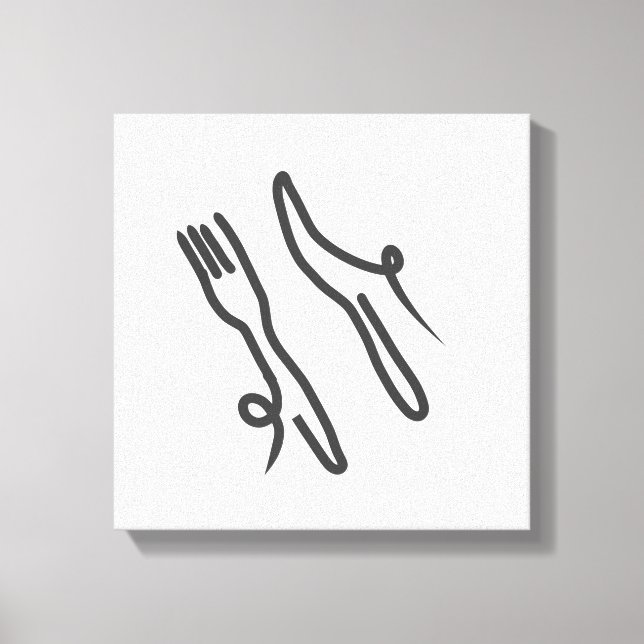 Toile Couteau alimentaire et fourche moderne gris et bla (Recto)