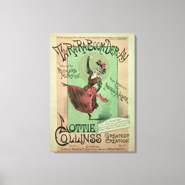 Toile Couverture musicale pour Ta-Ra-Ra-Boom-Der-Ay, pub (Recto)