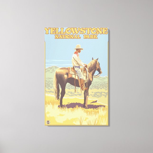 Toile Cowboy à cheval - Yellowstone National (Recto)