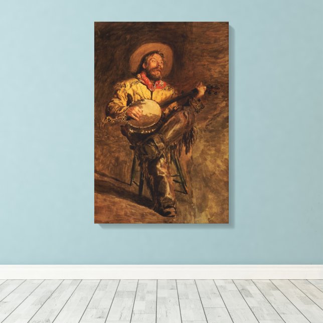 Toile Cowboy chantant vintage par Thomas Eakins (Insitu (Plancher de Bois))