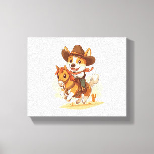 Toile Cowboy Corgi - Western Rodeo Chien