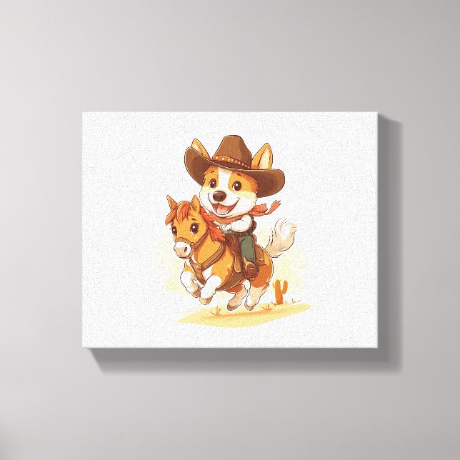 Toile Cowboy Corgi - Western Rodeo Chien (Recto)