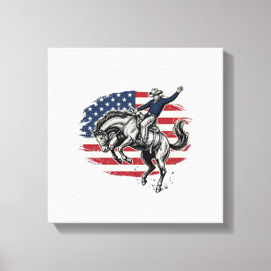 Toile Cowboy de Rodéo Vintage Patriote Cavalier de Cheva
