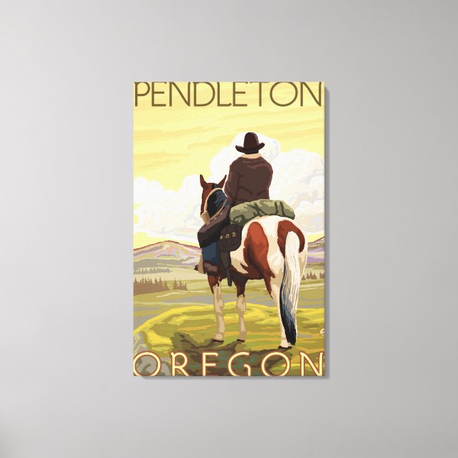 Toile Cowboy & Horse - Pendleton, Oregon (Recto)