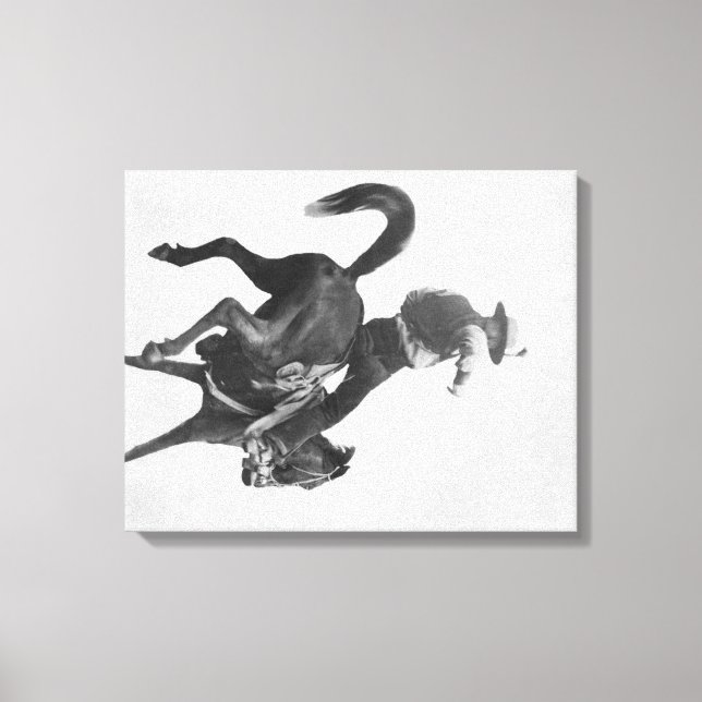 Toile Cowboy Ned Coy Riding Bucking Bronco Nommé (Recto)
